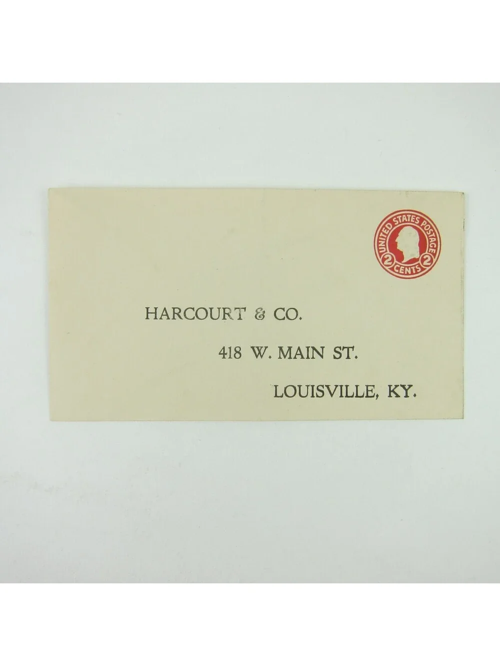 US Postal Stationery Harcourt & Co Louisville Kentucky 2 cent Washington Antique